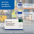 First Aid Only 5-Piece Eye Wash Kit with Oval Eye Pads, First Aid Adhesive Strips & Emergency Eye Rinse