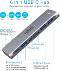 USB C Adapter for MacBook Pro/Air M1 M2 M3 2021 2020 2019 13" 15" 16" Grey 6-in-2