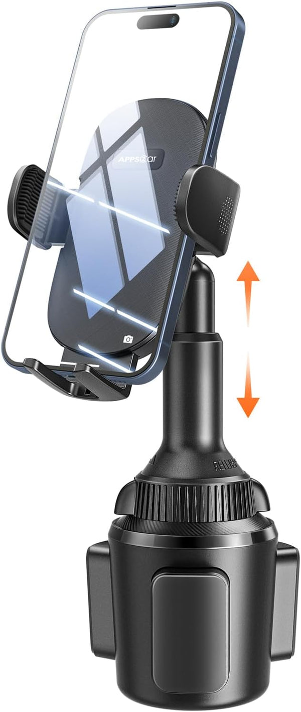 Apps2Car Universal Car Cup Phone Holder | Quick Extension Long Arm | 360ÃÂ° Swivel | Adjustable for Iphone, Samsung, Google, and All Smartphones |
