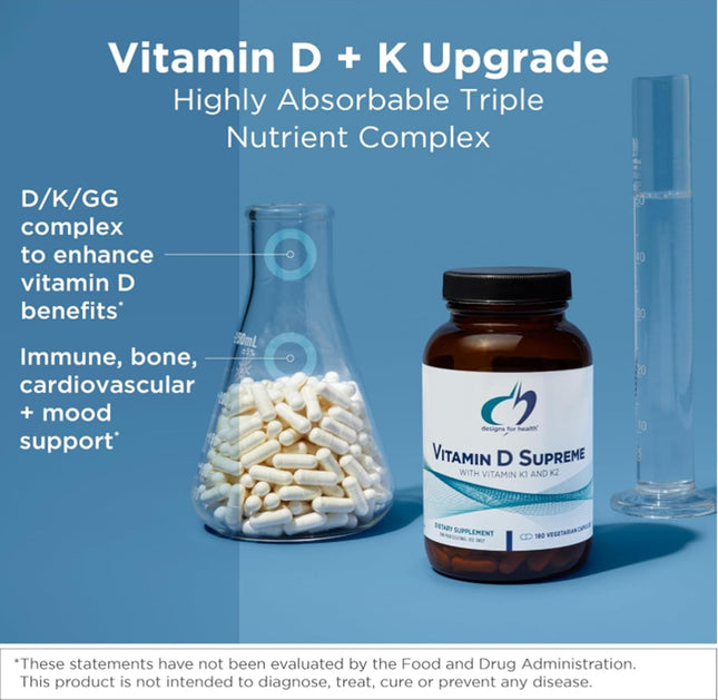 Designs for Health Vitamin D Supreme - Vitamin D 5000 IU with 2000Mcg Vitamin K 