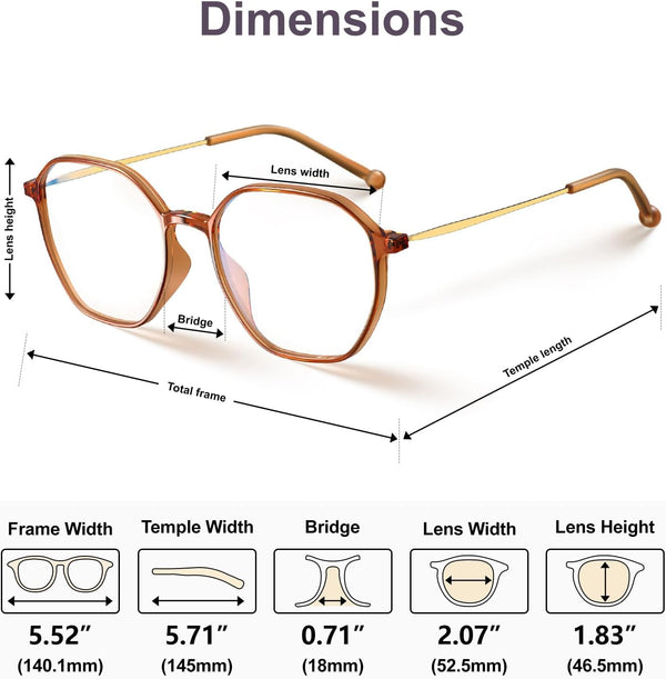 VISOONE Lightweight TR90 Blue Light Blocking Glasses Frame with anti Glare Eye Protection for Women and Men RANE