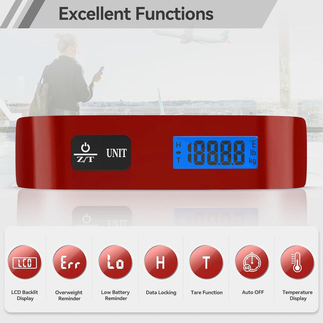Luggage Scale, Dr.Meter Luggage Weight Scale Backlight LCD Display PS02 110Lb/50