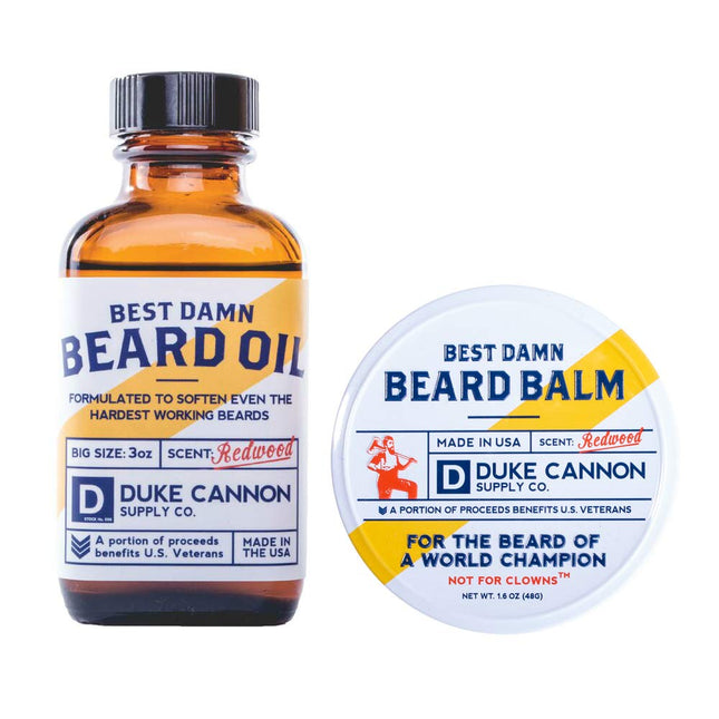 Duke Cannon Supply Co. Best Beard Bundle - 3 Oz. Oil & 1.6 Oz. Balm, Redwood Sce