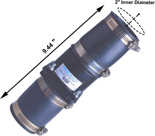 Hydro Master Plastic Sump Pump Check Valve with Stainless Steel Clamps 2 inch 2"