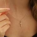 MONOZO Dainty 14K Gold Plated Cross Necklace for Women Jewelry Gifts Trendy | Pearl Cross Pendant Choker Necklaces for Women Girls, Baptism