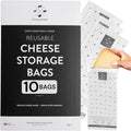 Formaticum Reusable Cheese Storage Bags, 5" x 11", 10-Pack | Professional-Grade, Store Cheese, Sandwiches, and Charcuterie, Kitchen Organization,