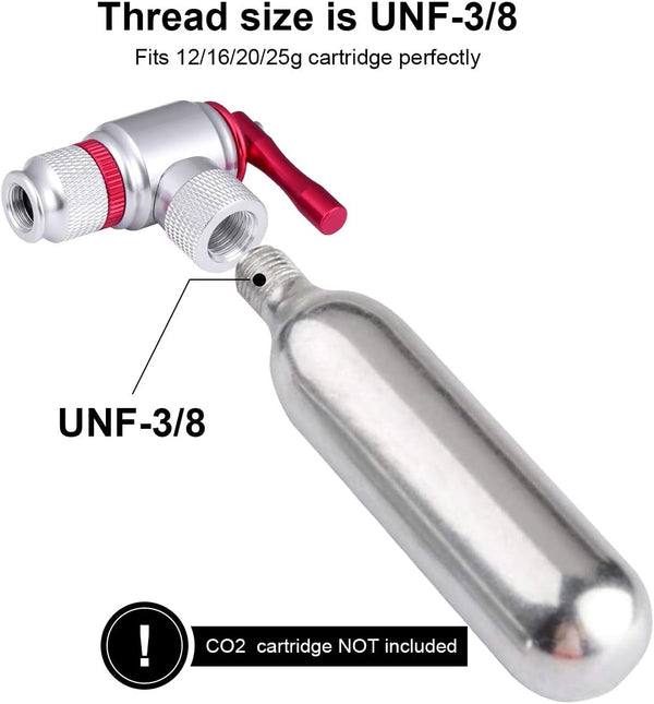 CO2 Bike Tire Inflator, Quick & Easy Presta and Schrader Valve Compatible Bicycle Pump for Road and Mountain Bikes Include Sleeve and No CO2