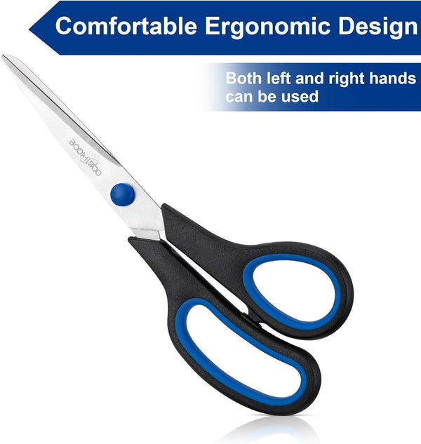 6PCS 8" Scissors,Sharp Stainless Steel All Purpose for Office School Crafts Black 6