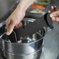 AUOON Clip On Strainer Silicone for All Pots, Standard 8.86 x 3.55in, Black | Food-grade BPA-free, Fits Pots Pans Bowls, Dishwasher Safe, for