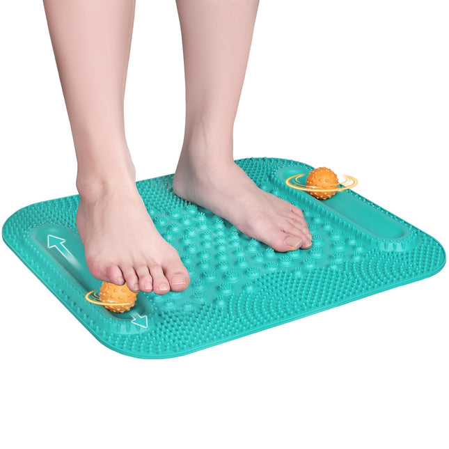 Atsuwell Acupressure Foot Massage Mat, 5-Zone Reflexology Mat with Dual Massage Ball Tracks, Portable Foot Pressure Poin