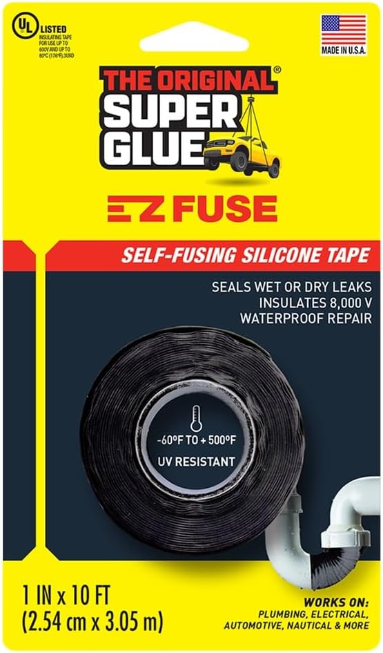 Super Glue The Original 15408 E-Z Fuse Tape, black, 1 inches width x 10 feet length Black 1 Count (Pack of 1)
