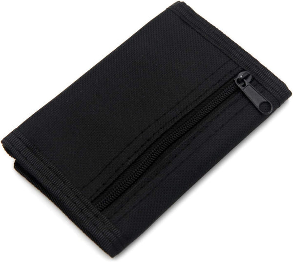 AI-DEE RFID Trifold Canvas Outdoor Sports Wallet for Kids - Front Pocket Wallet with Magic Sticker Black
