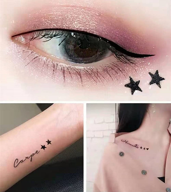 Go Ho Black Liquid Eyeliner Stamp,Star Stamp Eyeliner Makeup,Double-Side Waterproof Eyeliner Pen,Long-lasting Smudge-proof Tattoo Tools,Black Eye