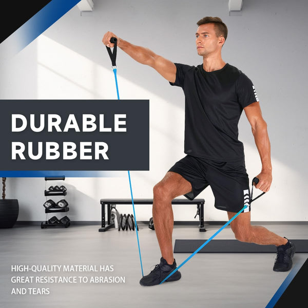 Exercise Bands with Handles, Resistance Bands with Handles, Ideal for Physical Therapy, Strength Training, Muscle Toning - Door Anchor and Starter