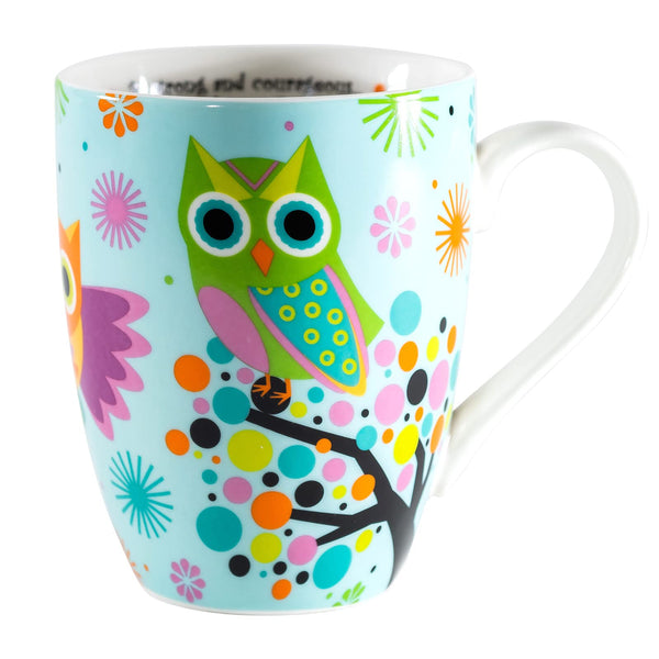 Divinity Boutique Owl Mug - Inspirational Ceramic Coffee Mug with Scripture for Women, Mom, Friends, Owl Lovers that is Colorful and Dishwasher