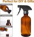 LANBEAUTIFY 8oz Amber Glass Spray Bottles - 2 Pack Empty Refillable Bottles for Cleaning, Hair Care, Essential Oils, Plants - Includes Durable