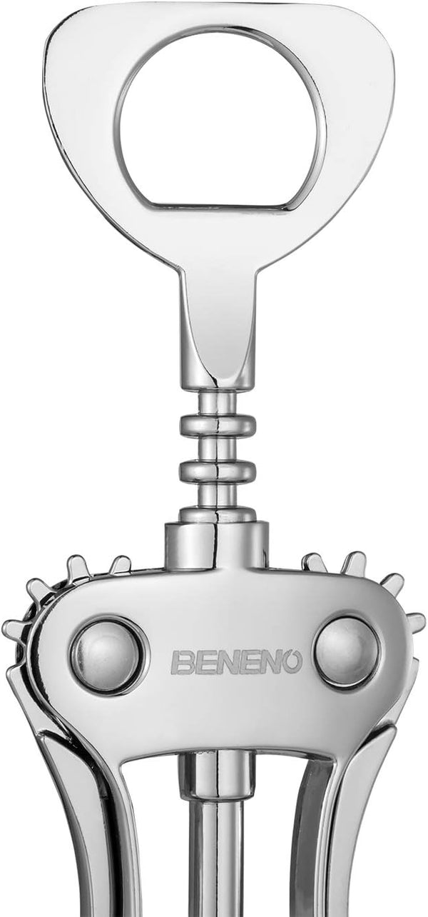 Beneno Wine Opener, Zinc Alloy Premium Wing Corkscrew with Multifunctional Bottles Opener, Sharp Wine Corkscrew with Ergonomic Non-Slip Wing