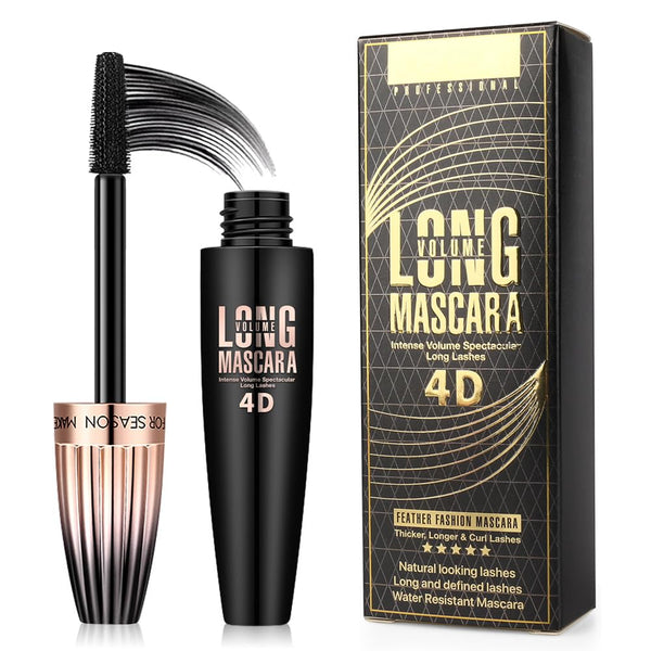 4D Fiber Eyelash Mascara, Natural Waterproof Lasting Lash Mascara Black Volume, Lengthening Thickening Softer Fuller Lashes Amplify Eyelash Primer