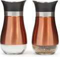 Juvale Stainless Steel Copper Salt and Pepper Shakers Set with Glass Bottom, Screw-Off Caps, Perforated "S" and "P" Designs for Kitchen, 2.5 x 2.5