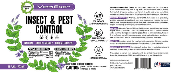 Peppermint Oil Insect & Pest Control Spray â 16Oz Natural Plant-Based Bug Killer for Spiders, Ants, Flies, and Other Insects, Safe for Home &