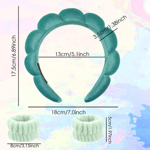 Spa Headbands for Washing Face Velvet Makeup Headband Combo Pack - Puffy Makeup Headbands for Face Washing, Mask, Skin Treatment