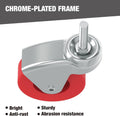 BIG RED 2.5 Inch Stem Caster Wheels Set of 6,Heavy Duty 360 Degree Swivel Stem Casters for Creeper Service Utility Cart Stool Post