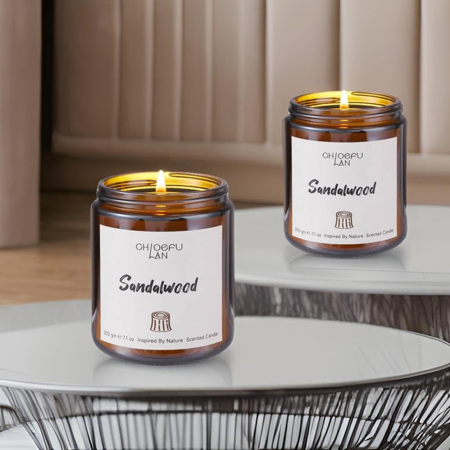 Chloefu Lan Sandalwood Candles, Luxury Candles for Home Scented, Highly Scented, Long Lasting & Non Toxic Candles, Natur