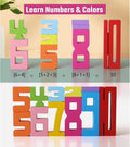 20PCS Wooden Number Building Blocks- Montessori Math Stacking Number Blocks Toys with Counting Games, Bright Digital Building Blocks Friends of