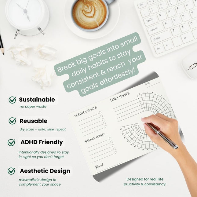 Habit Tracker Set | Vision & Goal Planner with Monthly, Weekly, Daily Trackers |