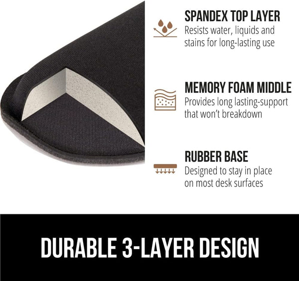GORILLA GRIP Silky Gel Memory Foam Wrist Rest for Computer Keyboard, Mouse, Ergonomic Design for Typing Pain Relief, Desk Pads Support Hand and