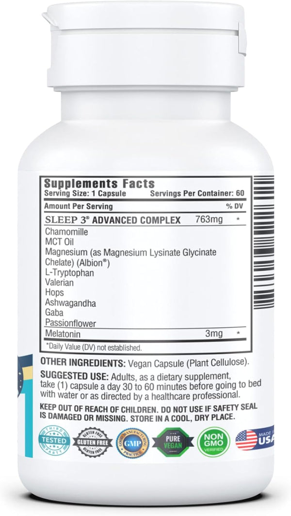 KAPPA NUTRITION Sleep 5, Sleep Aid, 5Mg of Melatonin, 60-Day Supply, Non-Habit Forming Vegan Capsules Natural Ingredients for Easier Bedtime,