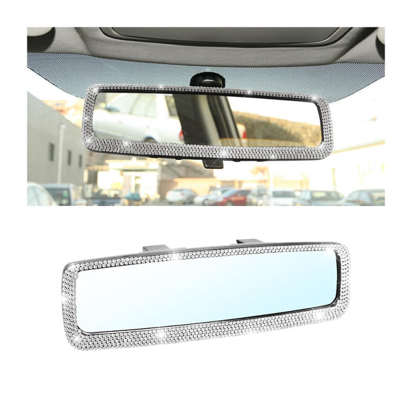Osilly Bling Car Rearview Mirror, Decorations Rear View Mirror with Crystal Rhinestones & Diamonds, Car Interior Trim Accessories, Clip-on & HD