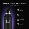IRON °FLASK 24 oz Narrow Mouth Water Bottle with Straw | Insulated Stainless Steel Sports Water Bottle with Leakproof Straw Lid - BPA Free, Cold