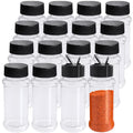 OJYUDD 16 Pack 3.4oz/100ml Plastic Spice Bottles Set,Empty Seasoning Containers with Black Cap,Clear Reusable Containers Jars for