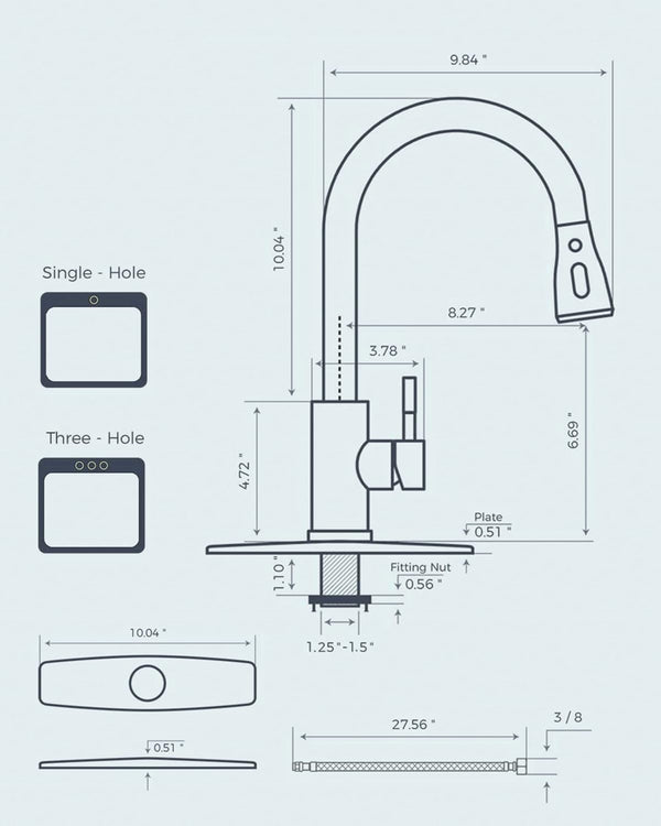 FORIOUS Gold Kitchen Faucet with Pull Down Sprayer, High Arc Single Handle Classic Stainless Steel Sink Faucet 1 or 3 Hole, Suitable for Farmhouse