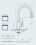 FORIOUS Kitchen Faucets with Pull Down Sprayer, High Arc Single Handle Classic Stainless Steel Sink Faucet 1 or 3 Hole, Suitable for Farmhouse
