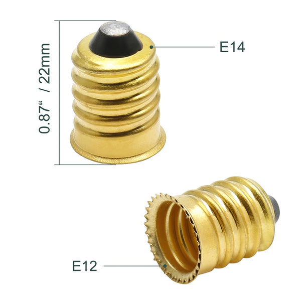 10Pack E14 to E12 Pure Copper Light Bulb Adapter Converter | Rated 250V 75W, Heat Resistant 200℃, Superior Conductivity, Screw-In Install, for LED