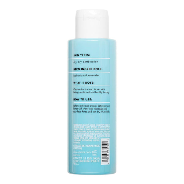 e.l.f. SKIN Holy Hydration! Daily Cleanser, Face Cleanser For Washing Away Excess Oil, Impurities & Makeup, Made With Hyaluronic Acid, Vegan &