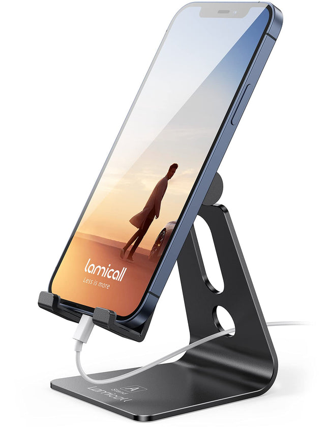 Lamicall Adjustable Cell Phone Stand, Desk Phone Holder, Cradle, Dock, Compatible with Iphone 16, 15, 14, Plus, Pro, Pro