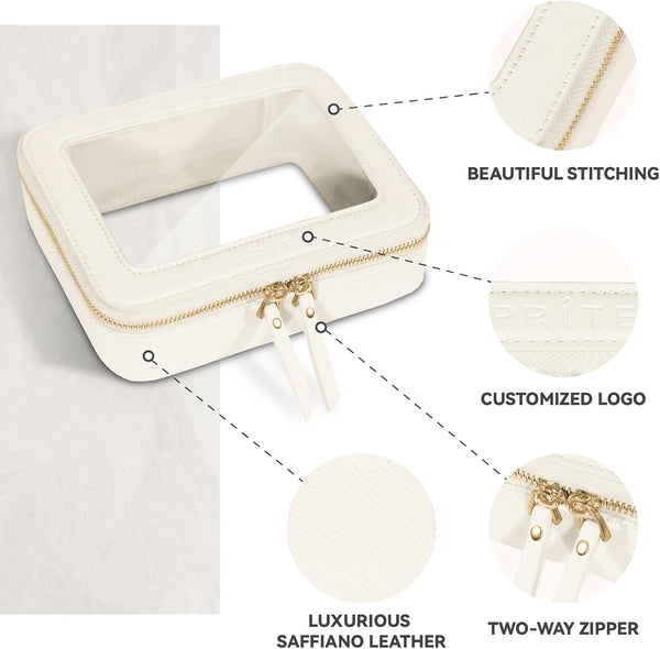 Prite Clear Makeup Bag Travel Cosmetic Organizer Toiletry Case for Women Beige Standard - Single Layer