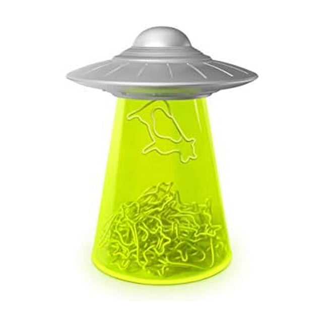 Genuine Fred Filing Saucer Paperclip Dispenser UFO Holder with Cow Paperclips, S