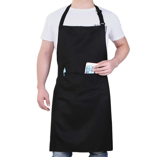 Will Well Chef Apron for Men and Women - 33" X 27" Large with 38" Waist Ties for a Comfy and Snug Fit, Durable and Lightweight, with 2 Spacious