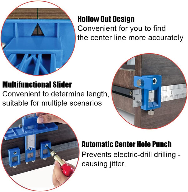 King&Charles Cabinet Hardware Jig & Automatic Center Punch Set. | Avoid Jitter Caused by Direct Drilling. Cabinet Handle Jig, Use for Handles and