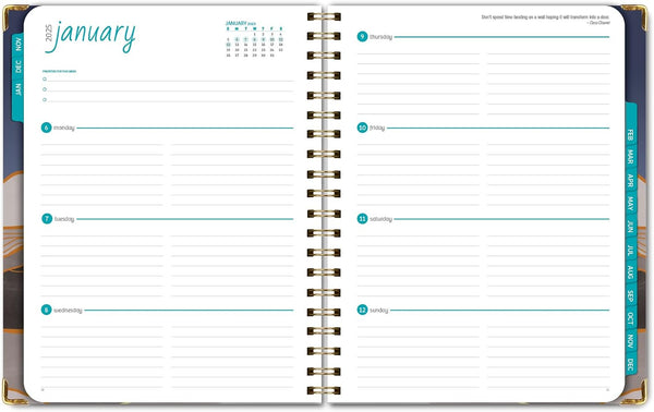 HARDCOVER 2025 Planner, 8.5"x11": 14 Months (November 2024 - December 2025), Daily Weekly Monthly Planner, Yearly Agenda, Bookmark, Pocket Folder