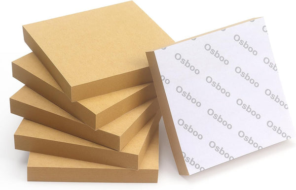 Sticky Notes 3x3 with Bright Colors, 6 Pads 100 Sheets/Pad (Kraft Paper)