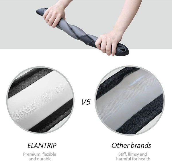 Elantrip Leather Steering Wheel Cover 15 1/2 to 16 inch Universal Large Soft Grip Breathable for Car Truck SUV Jeep Anti Slip Black 15 1/2 - 16