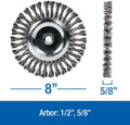 Mercer Industries 184020 - 8" x 5/8" x 1/2", 5/8" Knot Wire Wheel, .014 Carbon Steel 8" x 5/8" x (1/2", 5/8") Knot Wire Wheel