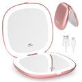 Wobsion Travel Mirror with Light, Rechargeable 1X/10X Compact Magnifying Mirror, Dimmable Pocket Mirror,Handheld 2-Side Mirror with Light,4Inch