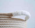 Woof Woven Rope Storage Baskets, Pet Dog Toy Bin Box Perfect for organizing Chew Toys Blankets leashes, Dog Toy holder Cotton Basket Puppy Bins beige