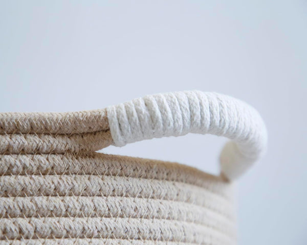 Woof Woven Rope Storage Baskets, Pet Dog Toy Bin Box Perfect for organizing Chew Toys Blankets leashes, Dog Toy holder Cotton Basket Puppy Bins beige